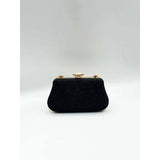 SVNX black ruched clutch bag with chain strap, UK version