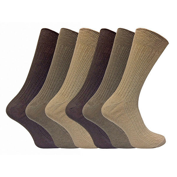 Sock Snob 6 Pairs Mens Ribbed 100% Cotton Socks 6-11 UK GOODS Superdrug Brown  