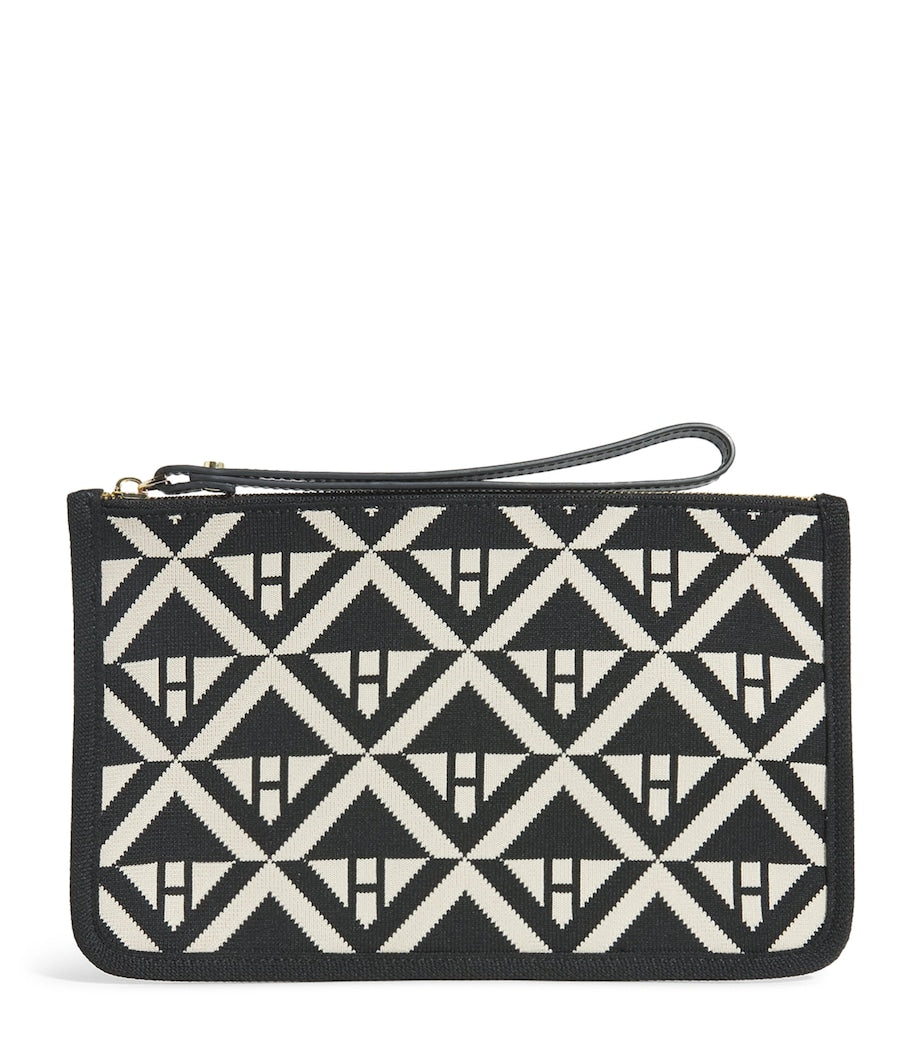 Harrods Geometric Pouch monochrome jacquard wristlet, UK version