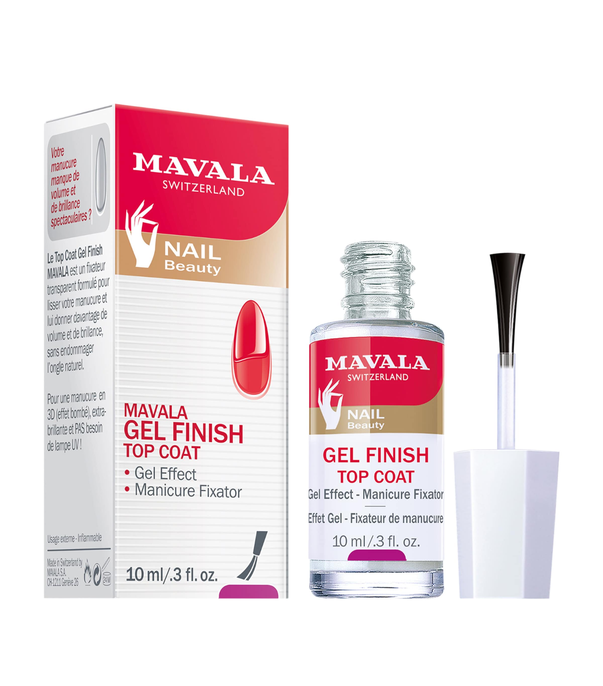 Mavala Gel Finish Top Coat 10ml, imported from the UK