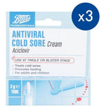 Boots Antiviral Cold Sore Cream 2g Tube x 3 Bundle First Aid Boots   