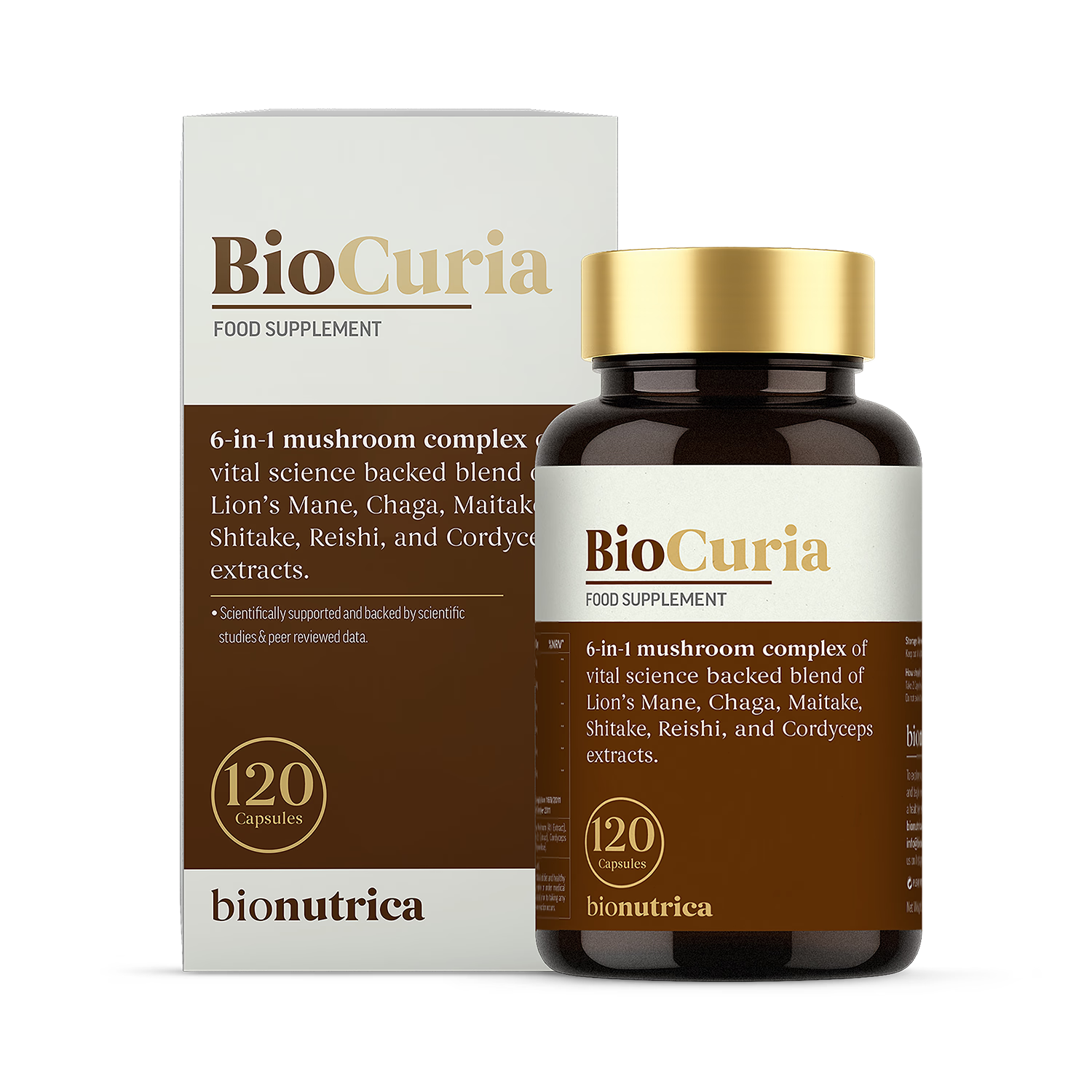 Bionutrica BioCuria mushroom complex 120 capsules, UK version