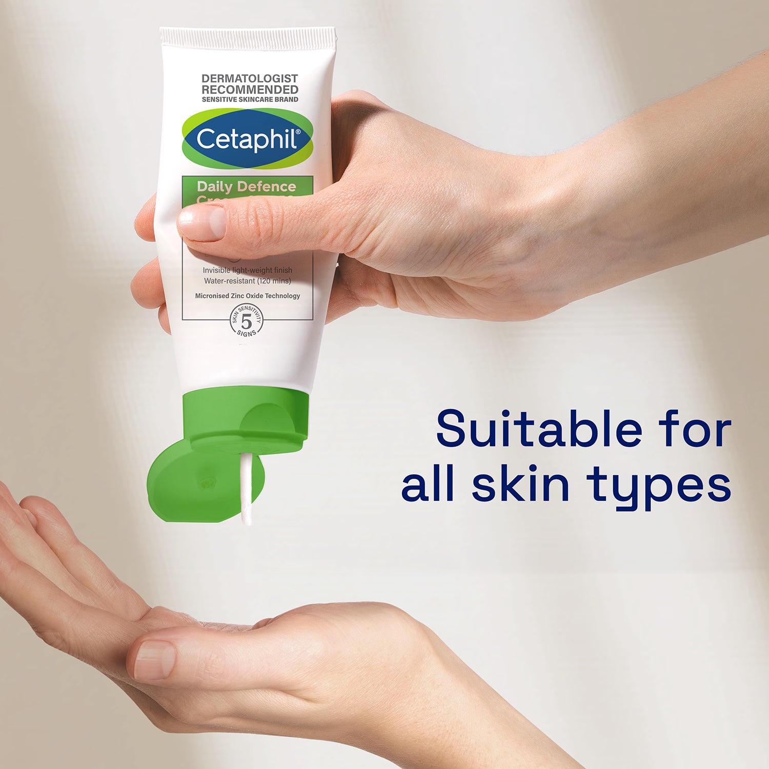 Cetaphil Daily Defence Cream SPF 50+ mineral sunscreen 50g, imported from the UK