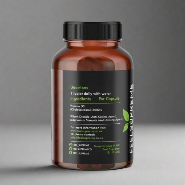 Feel Supreme Vitamin D3 5000iu 60 tablets, imported from the UK