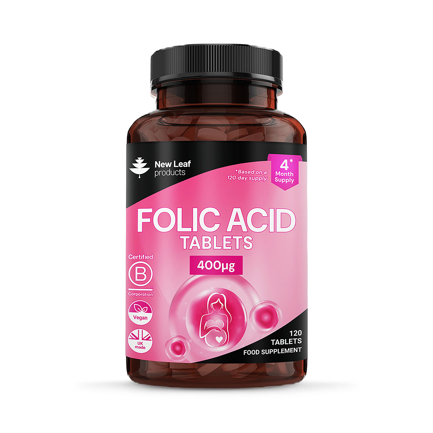New Leaf folic acid prenatal tablets 120 (British brand)