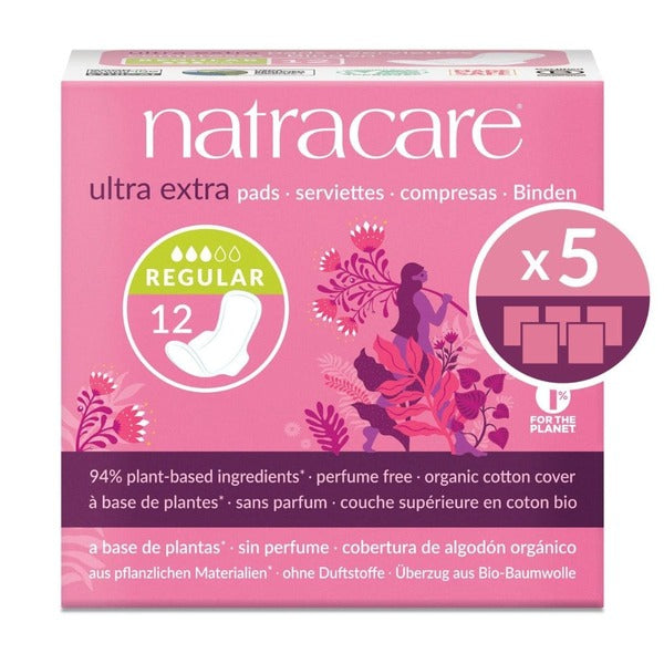 Natracare ultra extra pads regular 5 x 12 pack (British brand)