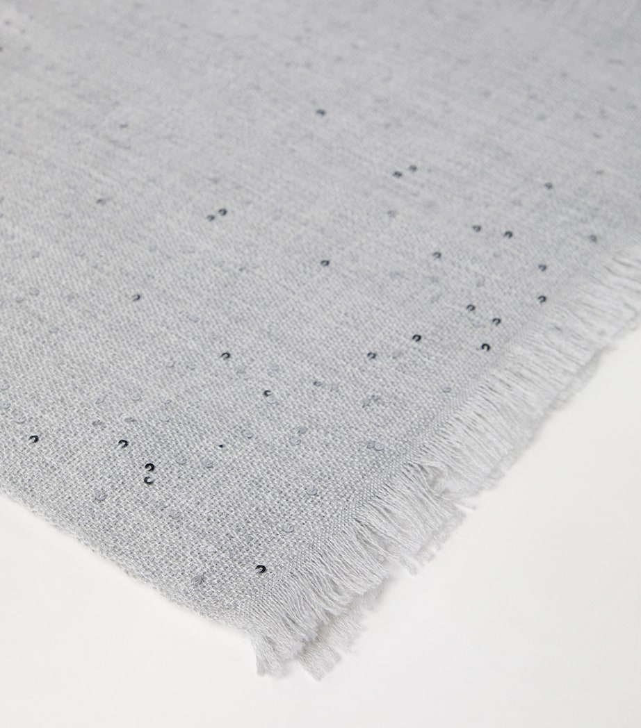 Brunello Cucinelli cashmere silk diamond yarn sequin scarf, imported from the UK