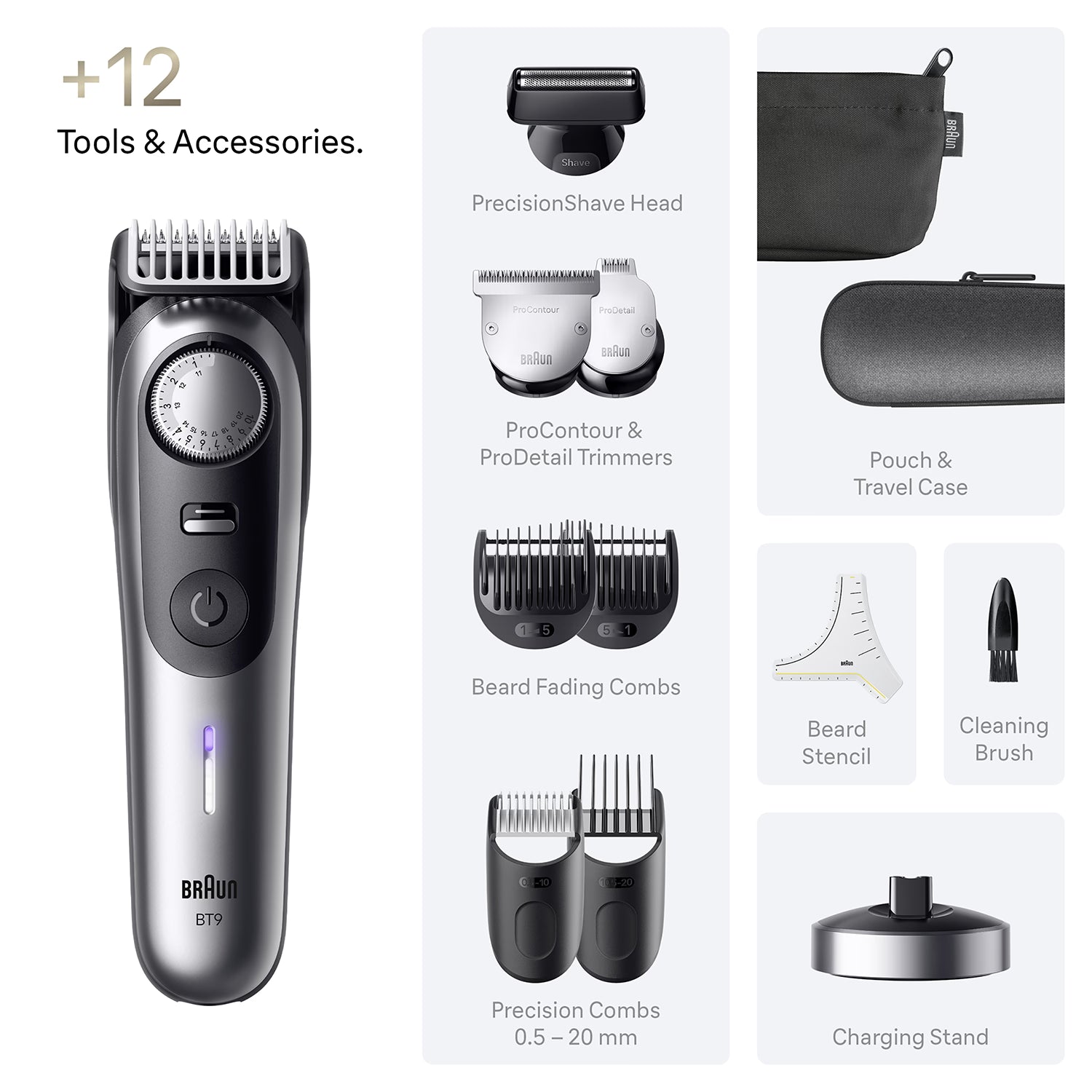 Braun Series 9 Beard Trimmer BT9560 Chrome, imported from the UK