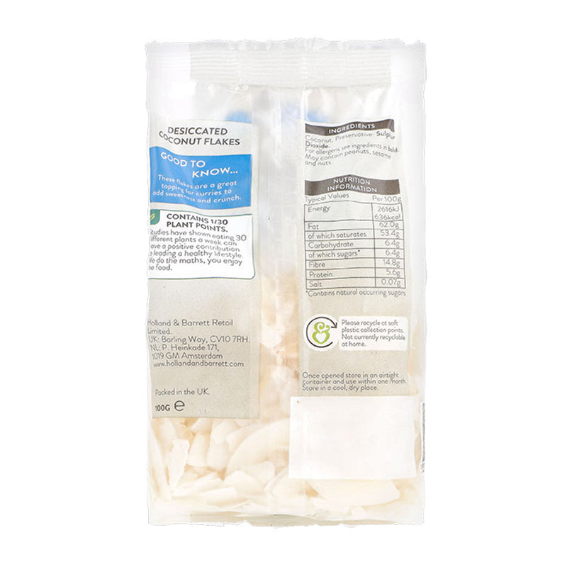 Holland & Barrett Flaked Coconut 100g - British product