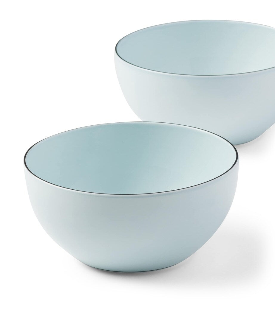 Prada set of two celadon porcelain bowls with hand-glazed finish, imported from the UK