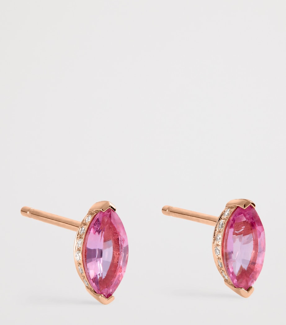 SHAY rose gold stud earrings with pink sapphire and diamond halo - British product