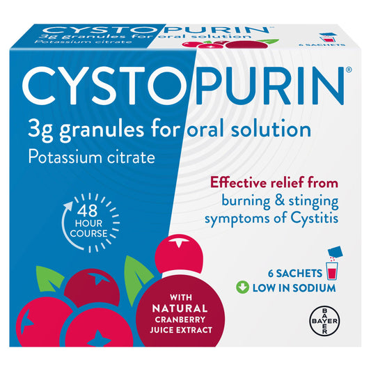 Cystopurin 3g Granules For Oral Solution Potassium Citrate Sachets x6 women's health & pregnancy Sainsburys   