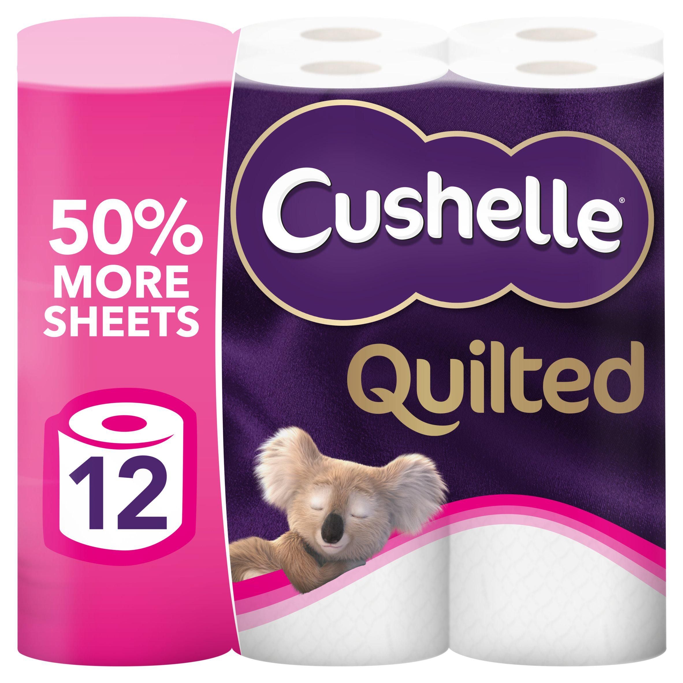 Cushelle Quilted Toilet Roll 12 Mega Rolls 50% Longer Lasting GOODS Sainsburys   