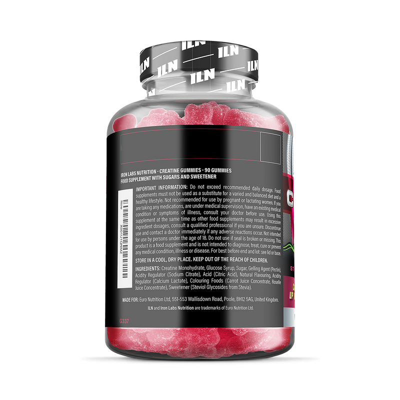 Iron Labs creatine gummies strawberry flavour 90 count (British brand)
