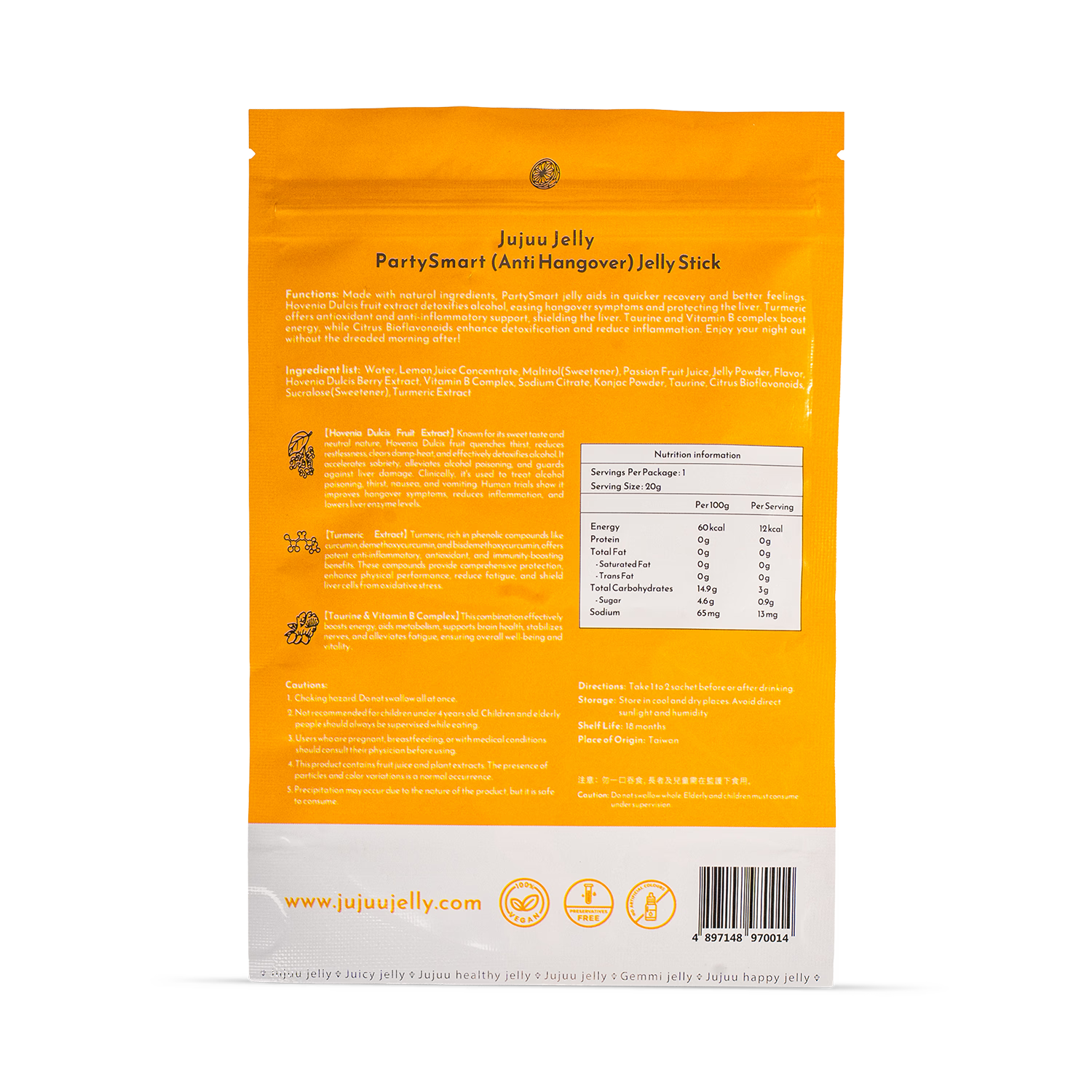 Party Smart anti-hangover jelly sticks bag of 10, UK version