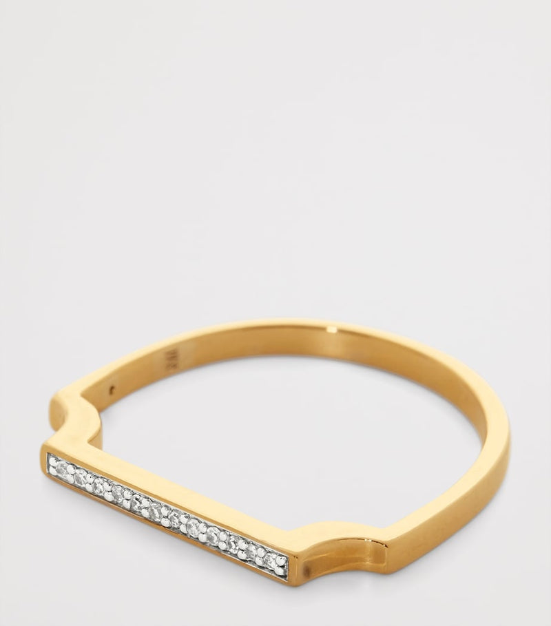 Monica Vinader gold vermeil and white diamond thin ring, UK version