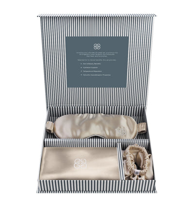 Harrods Silk Sleep Set with Pillowcase, Eye Mask, and Scrunchies- Buy online at McGrocer