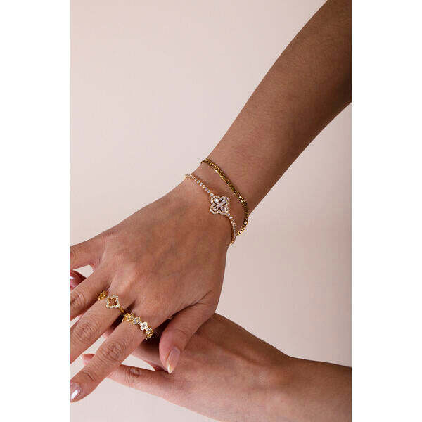 SVNX Clover diamante bracelet in gold, imported from the UK