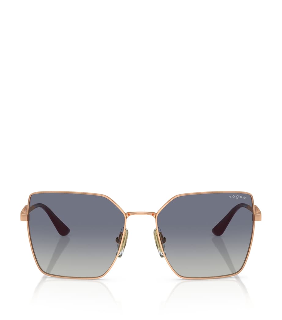 Vogue square sunglasses rose gold metal graduated tint (British brand)