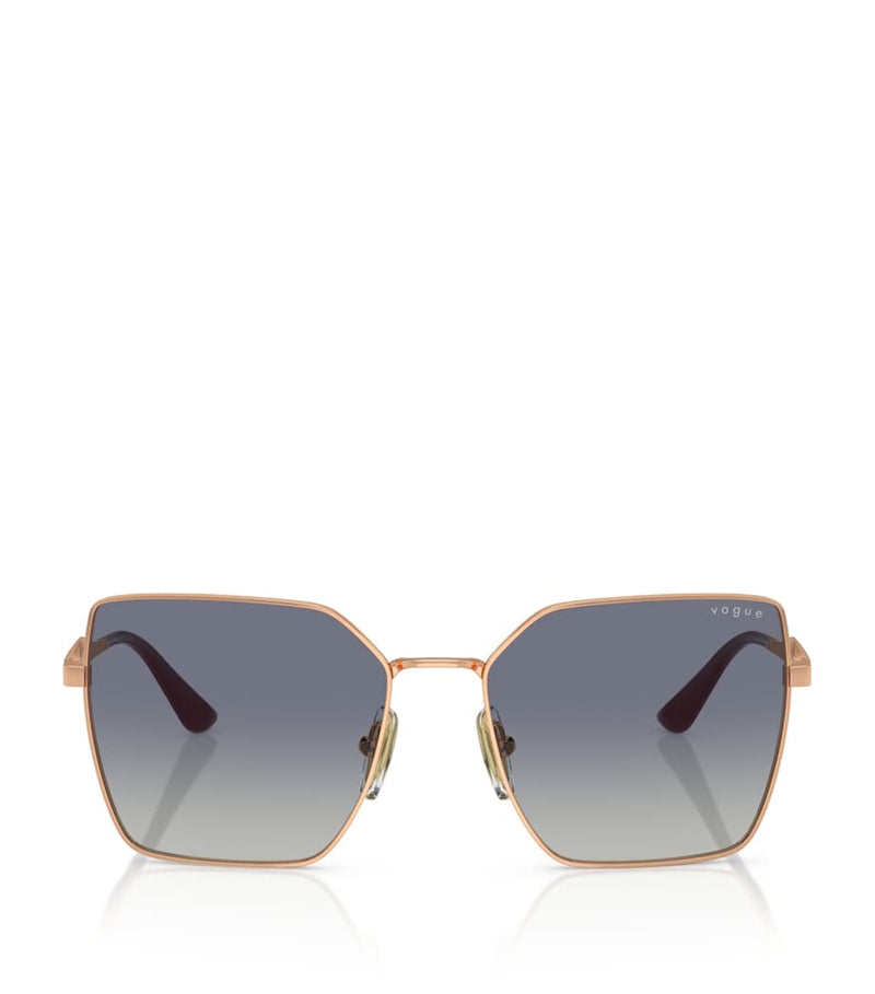 Vogue square sunglasses rose gold metal graduated tint (British brand)