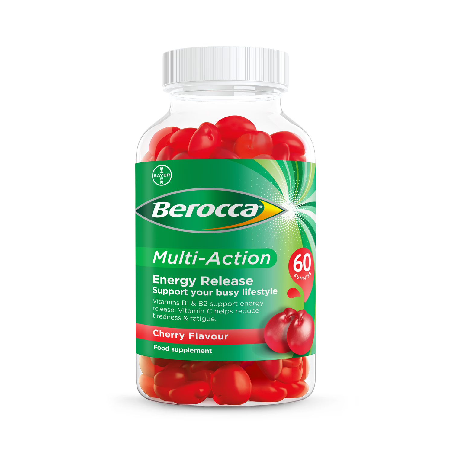 Berocca multivitamin gummies cherry flavour 60 count, imported from the UK