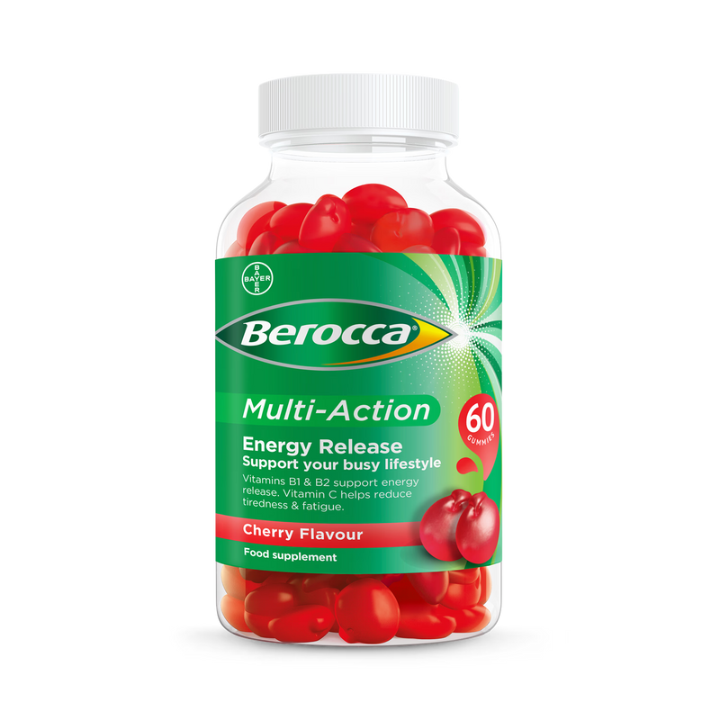 Berocca multivitamin gummies cherry flavour 60 count, imported from the UK