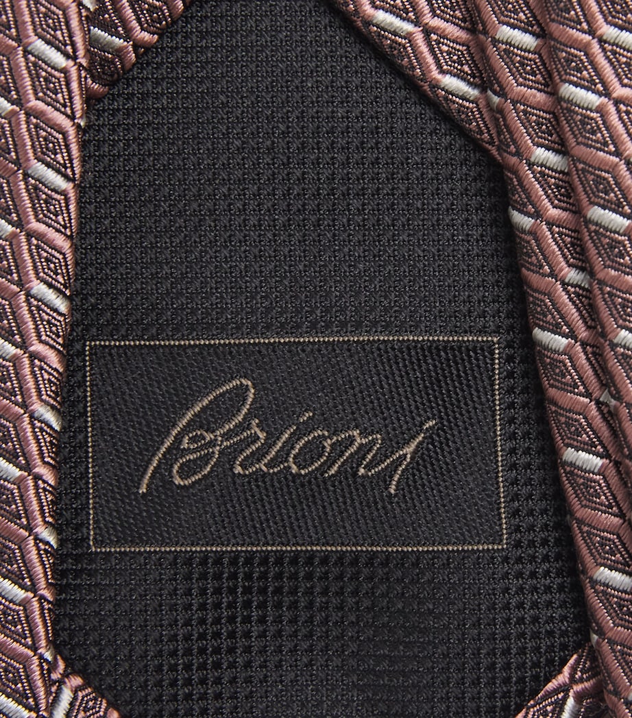 Brioni silk geometric-jacquard tie 8cm - British product