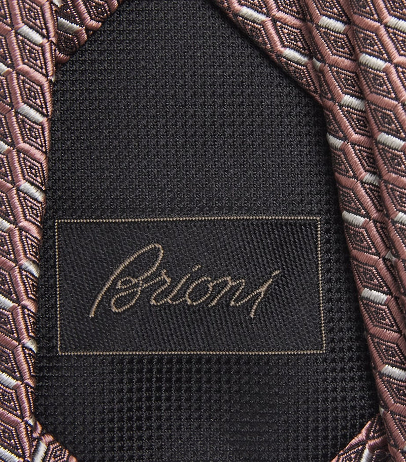 Brioni silk geometric-jacquard tie 8cm - British product