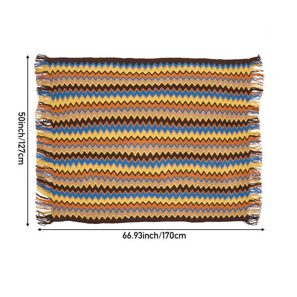 Livingandhome bohemian throw blanket with tassels 170cm - British product