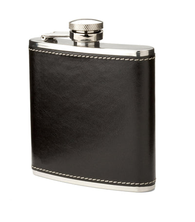 Klassische 5oz (ca. 148ml) Lederummantelte Edelstahl-Feldflasche