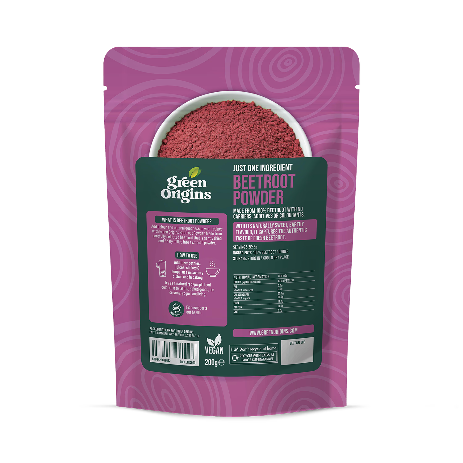 Green Origins beetroot powder 200g - British product