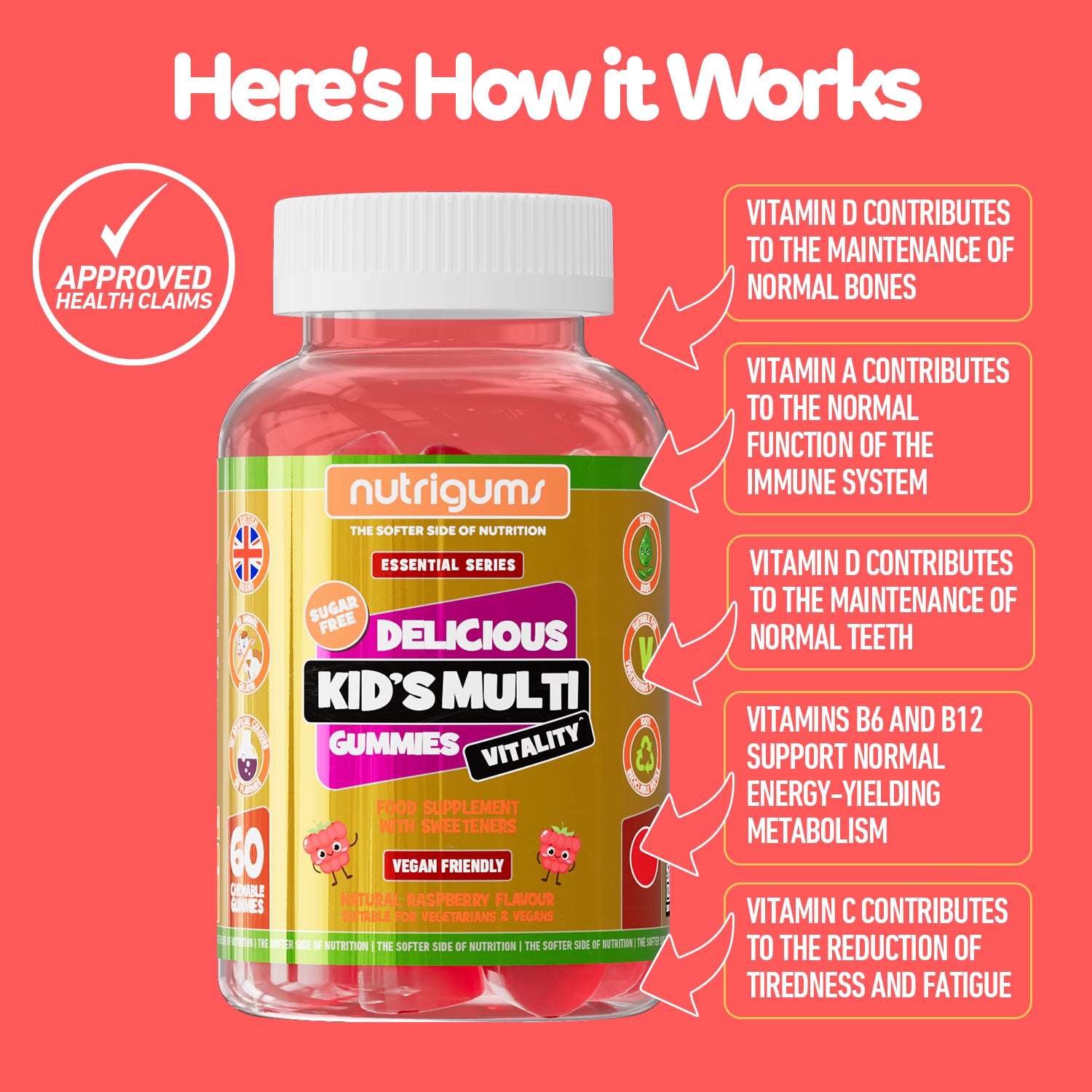 Nutrigums kid's multi vitality gummies 60 count - British product