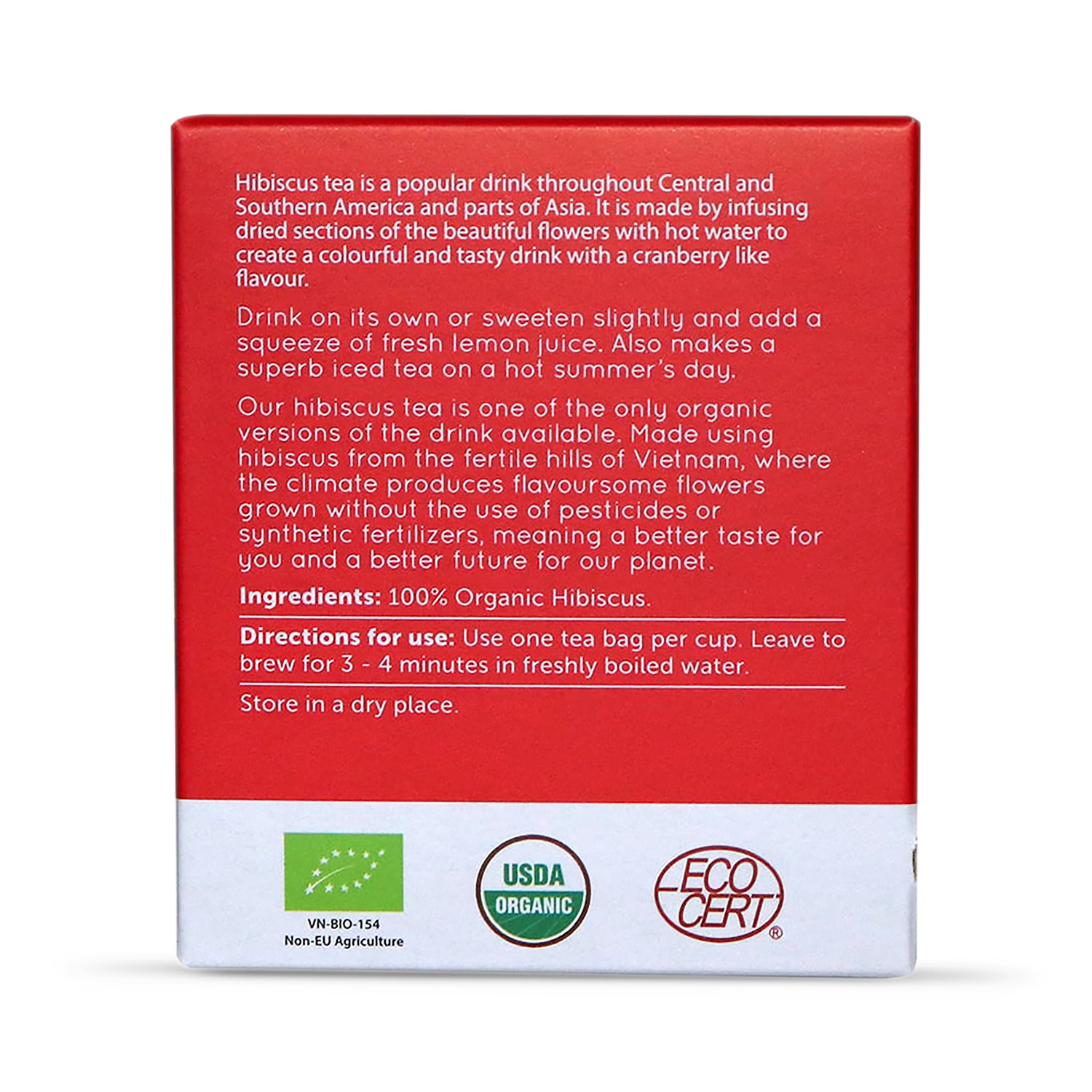Natur Boutique Organic Hibiscus Tea 20 Sachets, imported from the UK