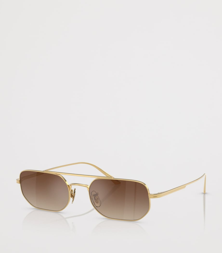 Oliver Peoples 1989C rechteckige Sonnenbrille mit verspiegelten Gläsern (britische Marke)