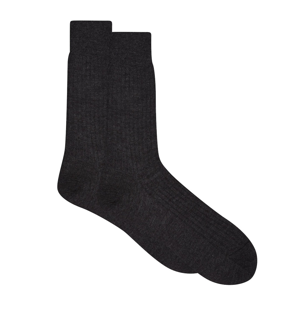 Pantherella cashmere socks, ribbed design, UK version