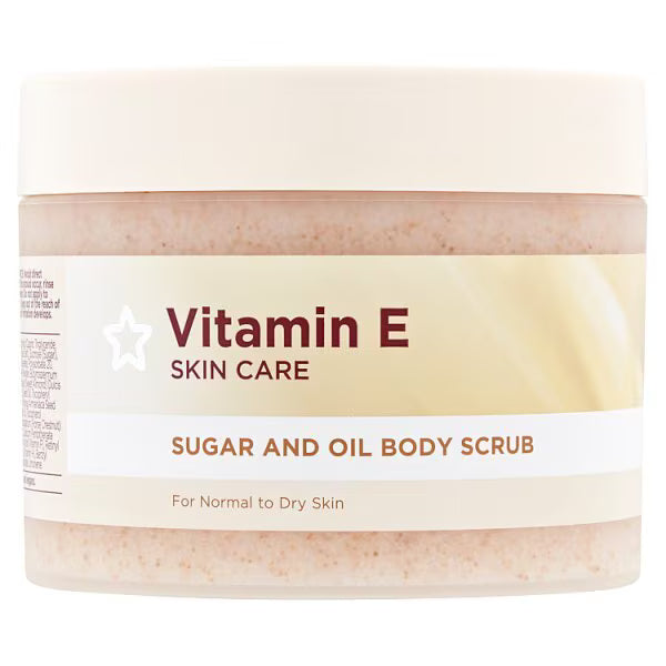Superdrug body scrub vitamin E sugar oil 300ml (British brand)