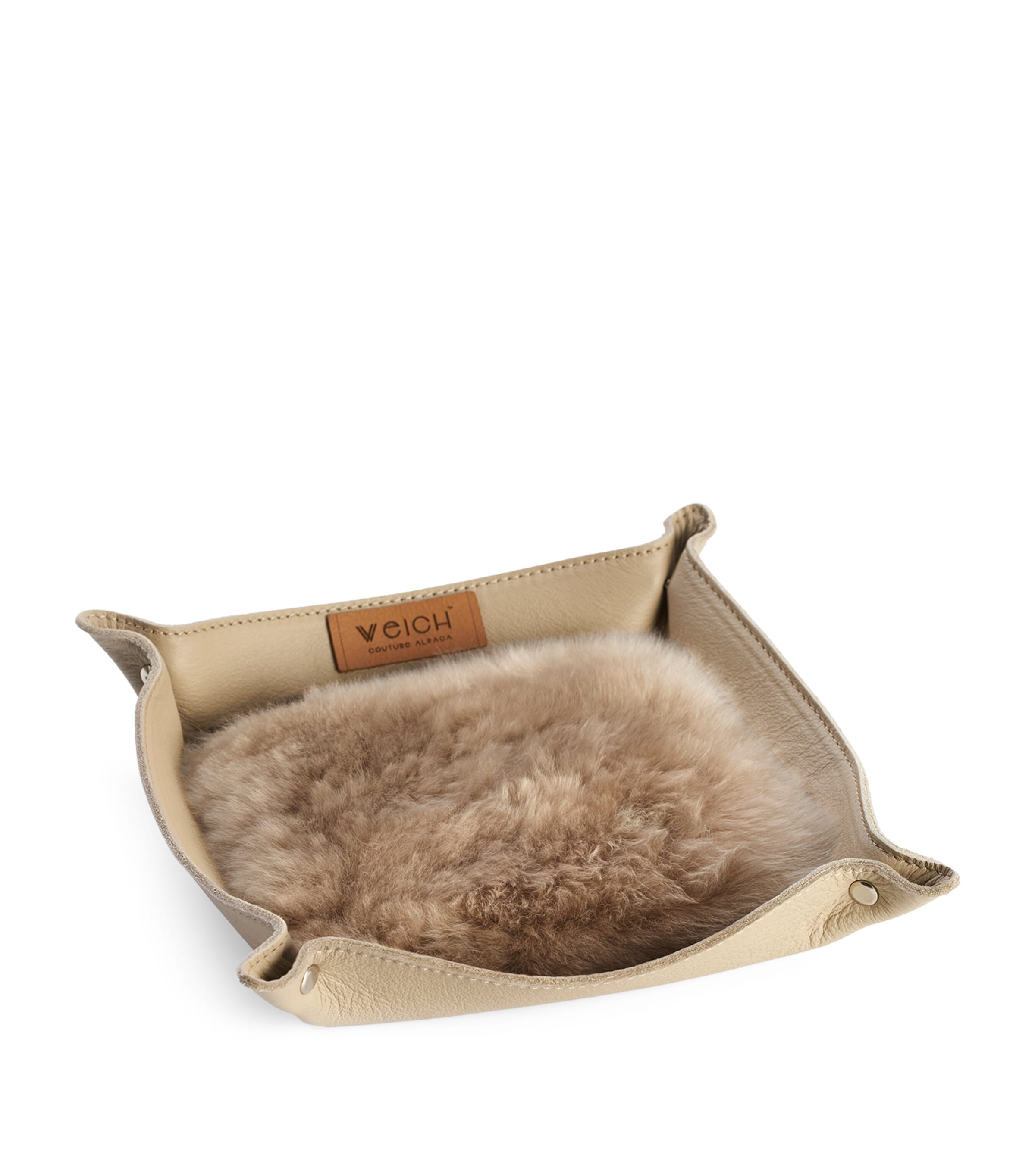 Weich alpaca wool and leather catchall tray 20cm x 20cm (British brand)