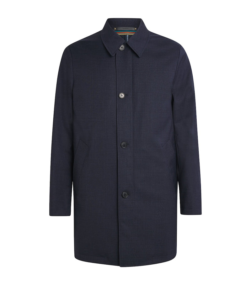 Regular Fit Virgin Wool Overcoat with Notched Lapels