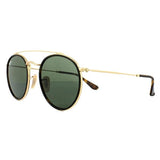 Ray-Ban Round Double Bridge sunglasses 3647N gold and green, imported from the UK