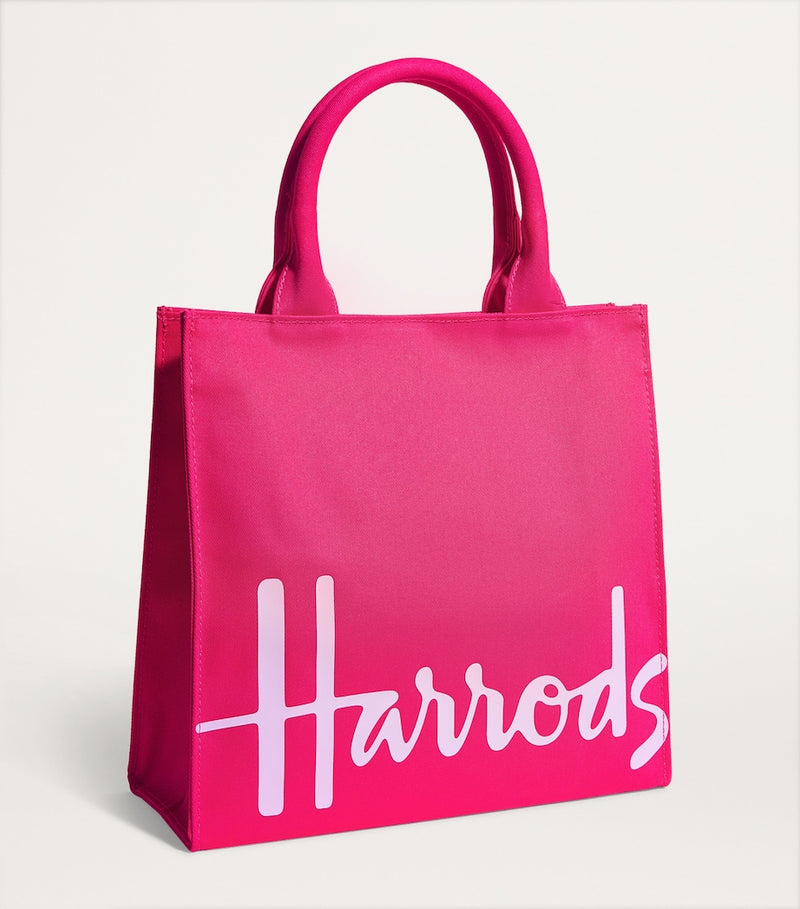 Harrods tote bag cotton logo magenta (British brand)