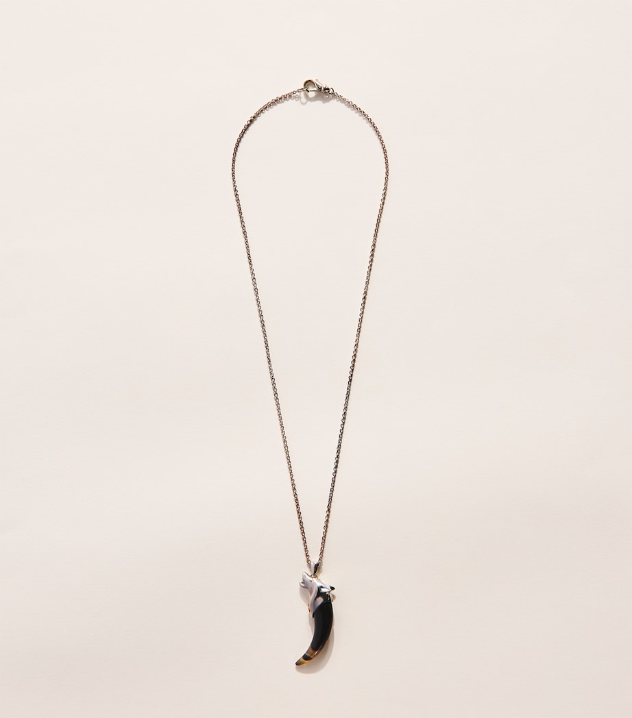 Jacques Marie Mage sterling silver wolf pendant with Tiger's Eye, imported from the UK
