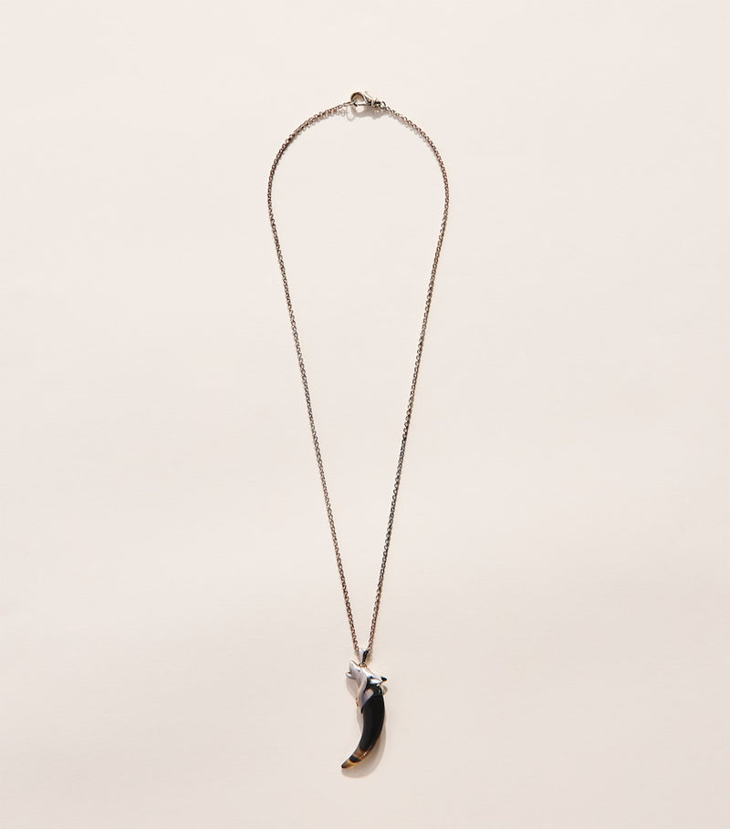 Jacques Marie Mage sterling silver wolf pendant with Tiger's Eye, imported from the UK