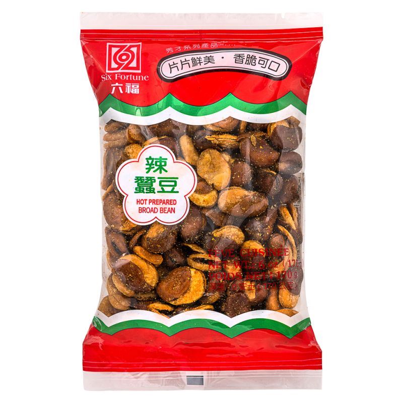 Six Fortune hot broad beans with spicy chilli kick (British brand)