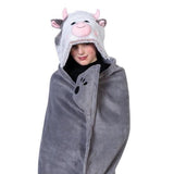 Cozy Noxxiez kids cow hooded blanket large size, imported from the UK