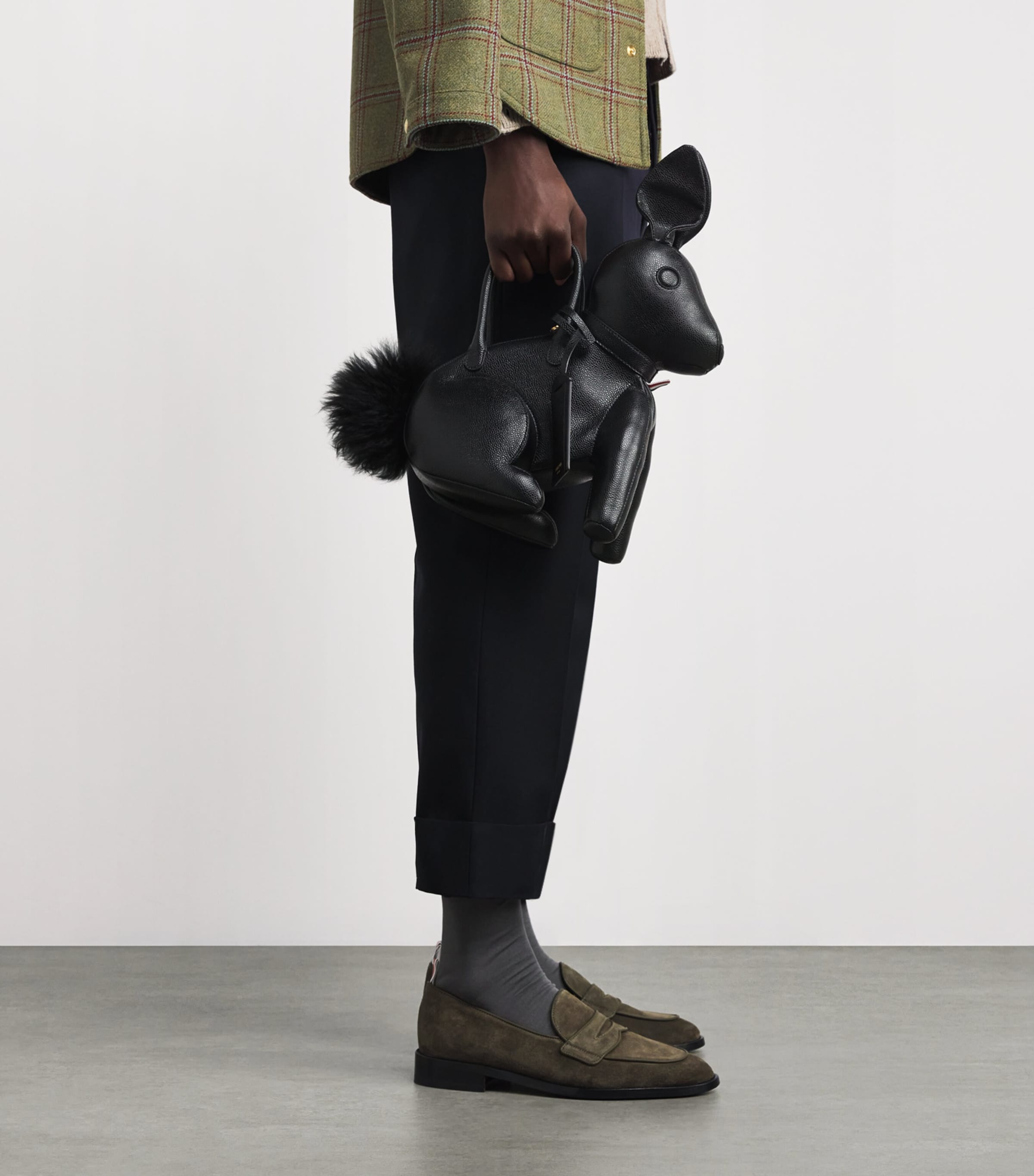 Thom Browne leather rabbit top-handle bag, imported from the UK