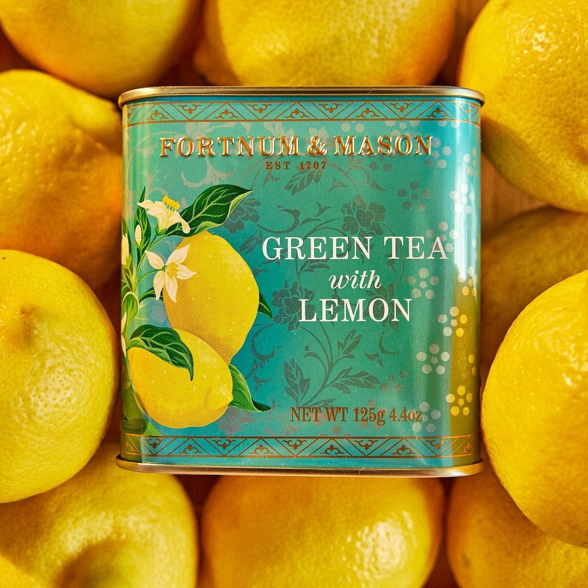 Green tea with lemon loose leaf caddy 125g, imported from the UK