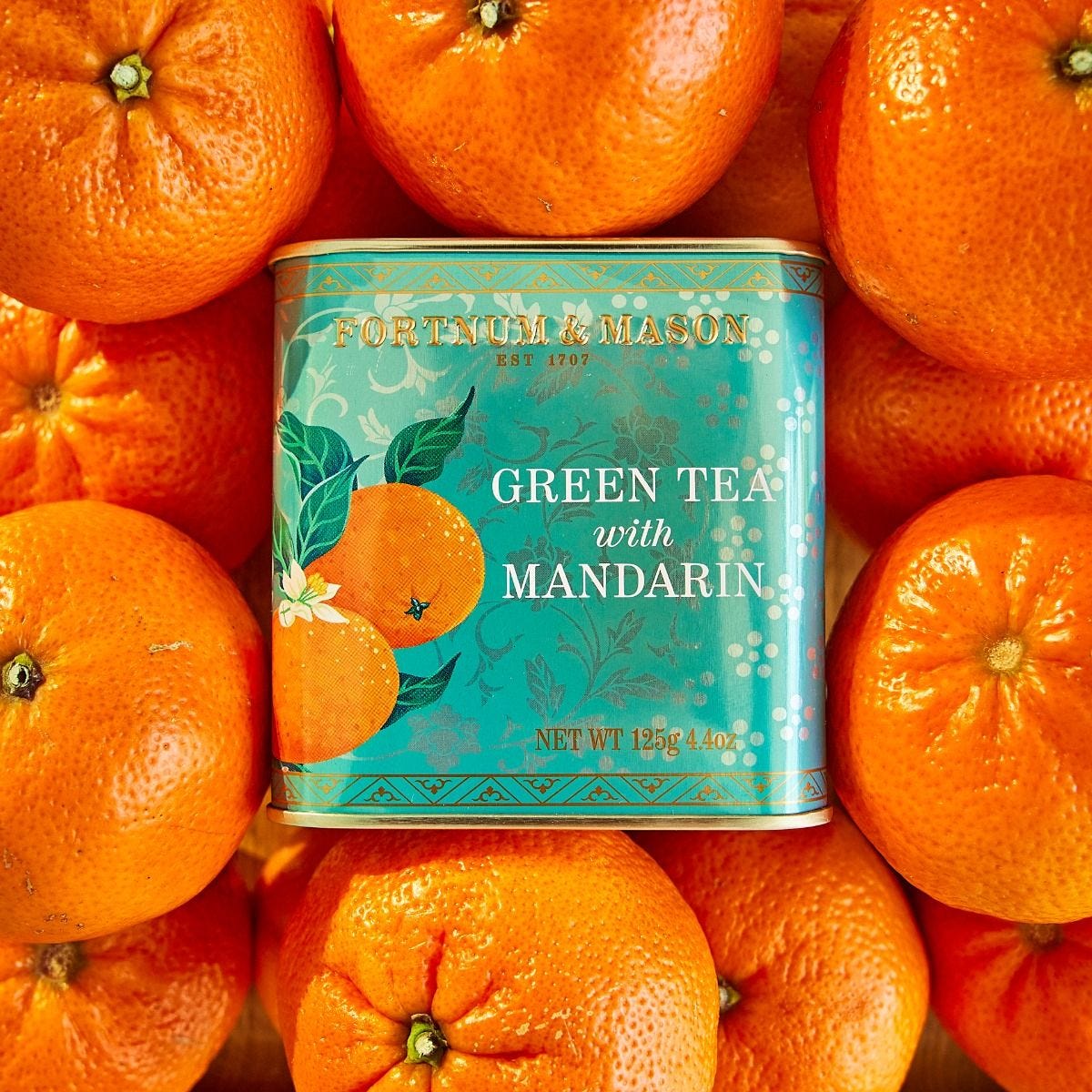 Green tea with mandarin loose leaf caddy 125g (British brand)