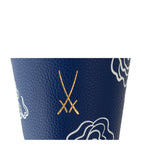 Meissen leather coffee cuff with intricate artwork, imported from the UK