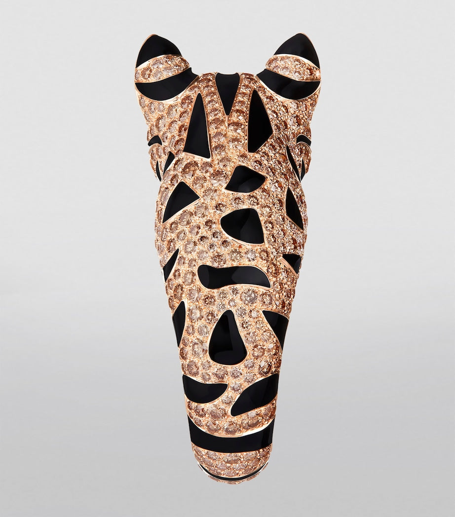 Boucheron rose gold diamond emerald leopard ring, UK version
