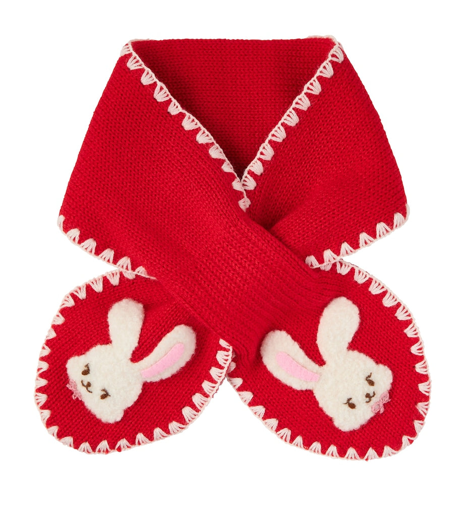 Miki House wool-blend knit bunny scarf, imported from the UK